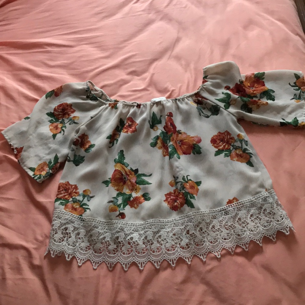 white shirt with flowers